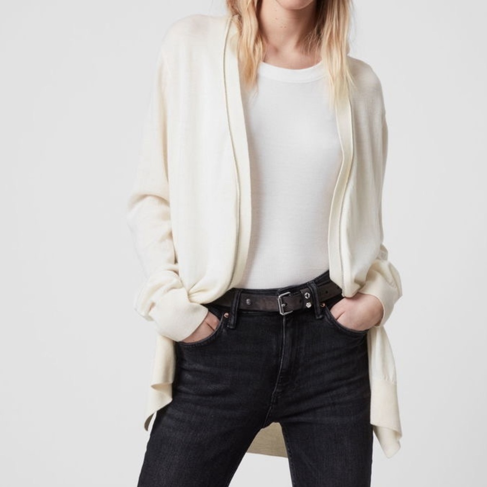 [M]All Saints Cream Jamie Cardigan Wool Blend NWOT